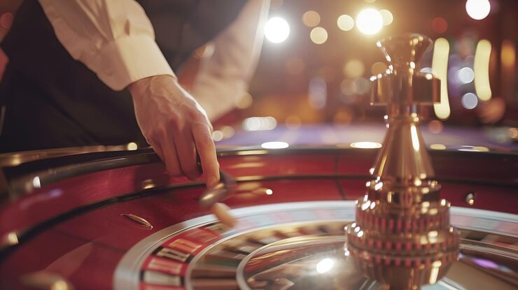 Live dealer table with professional croupier